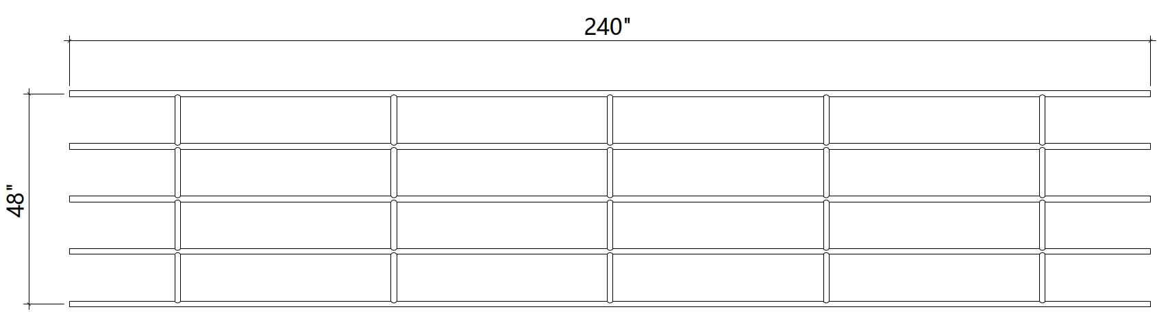 Ranchcore panel technical drawing — 240 inches long, 48 inches tall